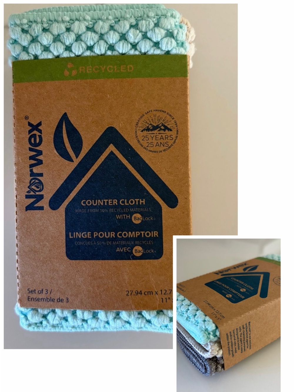 NEW Set of 3 NORWEX Counter Cloths NWT Kitchen Bathroom Earth Friendly NWT